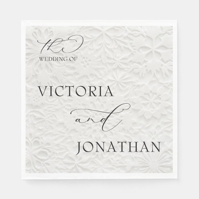 Winter White & Black Simple Elegant  Napkins (Front)
