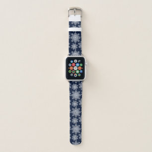 Winter White Blue Snowflakes Wonderland Pattern Apple Watch Band