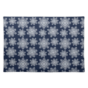 Winter White Blue Snowflakes Wonderland Pattern Cloth Placemat