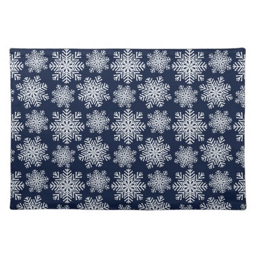 Winter White Blue Snowflakes Wonderland Pattern Cloth Placemat