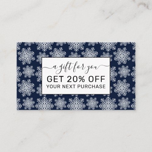 Winter White Blue Snowflakes Wonderland Pattern Discount Card