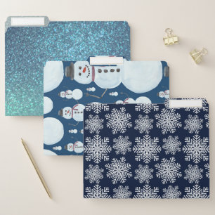 Winter White Blue Snowflakes Wonderland Pattern File Folder