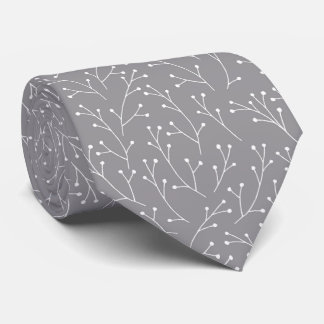 Winter White Branches on Dove Gray Neck Tie