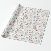 Winter White Christmas Animals Wrapping Paper (Unrolled)
