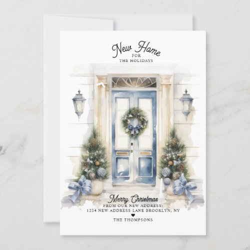 Winter White Christmas Door New Home Moving Holiday Card