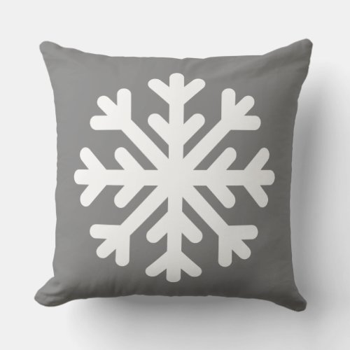 Winter White Christmas Snowflake Gray Custom Color Throw Pillow