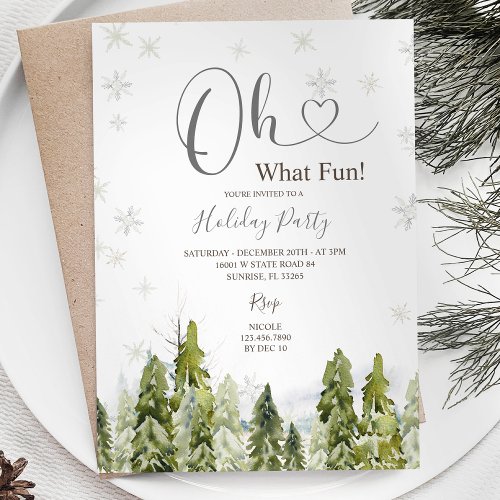 Winter White Christmas Trees Holiday Winter Party Invitation