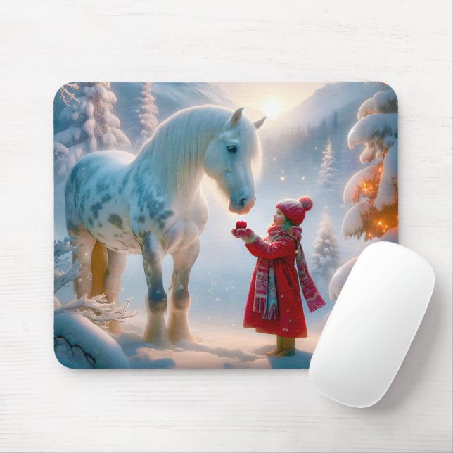 Winter White Dappled Horse Mouse Pad (With Mouse)