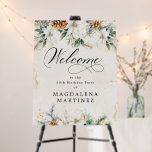 Winter White Floral 30th Birthday Welcome Sign<br><div class="desc">Welcome guests to your birthday party with this elegant floral design. Beautiful displays of white flowers nestled in pine greenery and pinecones at the top and bottom your welcome sign. Welcome is written in a large classic calligraphy script. The remainder of the text is a classic upright font and very...</div>
