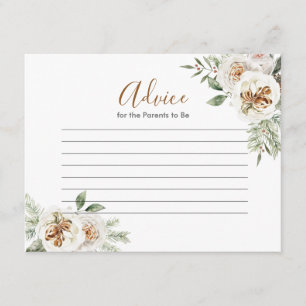 Winter White Floral Baby Shower Advice Card