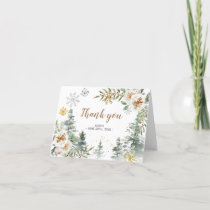 Winter White Floral Baby Shower Thank You card