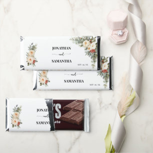 Winter White Floral Boho Bridal Shower Wedding Hershey Bar Favors
