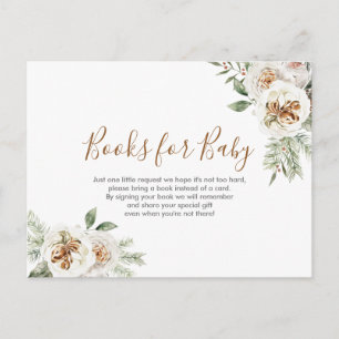 Winter White Floral Books for Baby Postcard