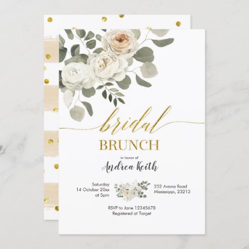 Winter White Floral Bridal Brunch Invitation