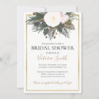 Winter white floral bridal shower invitation