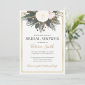 Winter white floral bridal shower invitation (Standing Front)