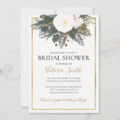 Winter white floral bridal shower invitation (Front)
