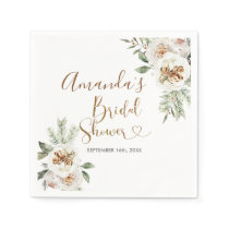 Winter White Floral Christmas Baby shower Napkin