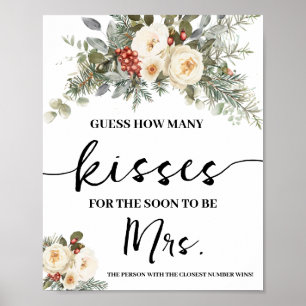 Winter White Floral How Many Kisses for Mrs Game Poster