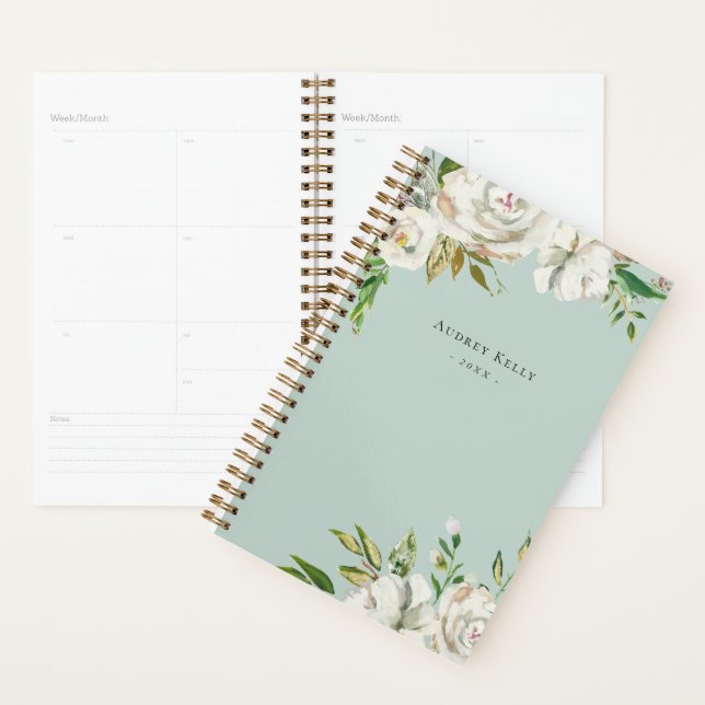 Winter White Floral Personalized Planner (Display)
