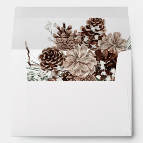 Winter White Floral  Pine 2 Envelope