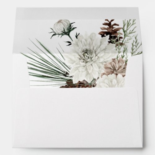 Winter White Floral  Pine 3 Envelope