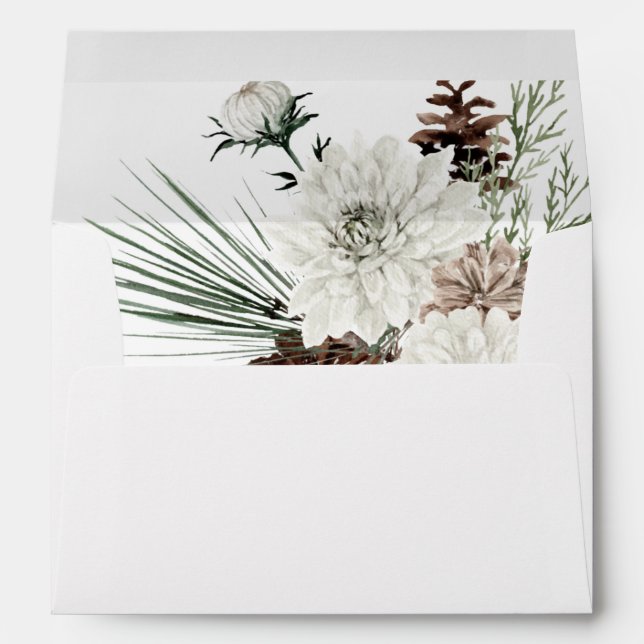 Winter White Floral & Pine 3 Envelope (Back (Bottom))