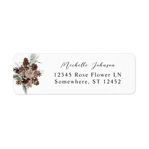 Winter White Floral  Pine Return Address Label 3