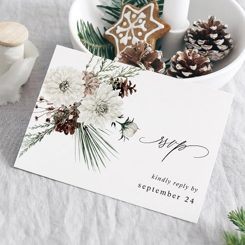 Winter White Floral  Pine w Meal RSVP 