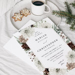Winter White Floral & Pine Wedding Invitation<br><div class="desc">Send your guests a beautiful wedding invitation with your beautiful Winter White Floral & Pine Wedding Invitations. Perfect for Rustic Weddings and Fall Weddings, this invite features hand painted white and natural tan florals, pine cones, and pine leaves. It brings the feeling of nature to your wedding invite with a...</div>