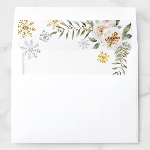 Winter White Floral Snowflakes Envelope Liners