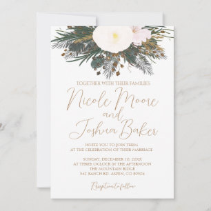Winter White Floral Wedding Invitation