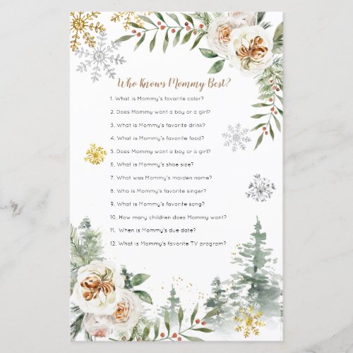 Winter White Floral Who Knows Mommy Best Game