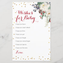 Winter White floral Wishes for Baby Christmas Card