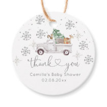 Winter White Floral Woodland Baby Shower Favor Tags