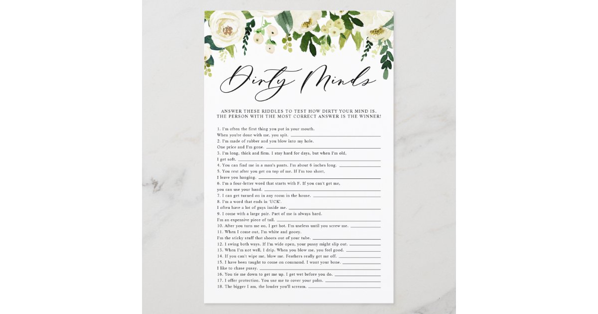 Script Dirty Minds Game Card Dirty Riddles Bachelorette 