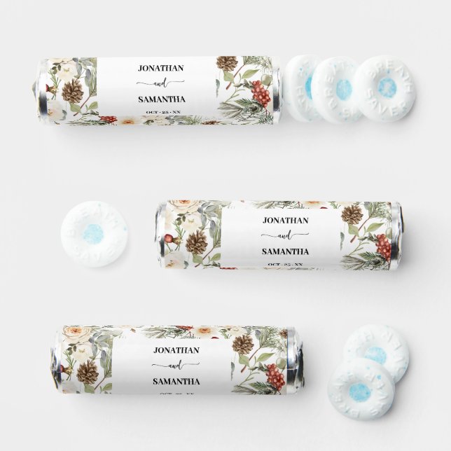 Winter White Flowers Boho Bridal Wedding Breath Savers® Mints (Assorted)