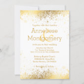 Winter White & Gold Snowflakes Wedding Invitation (Front)