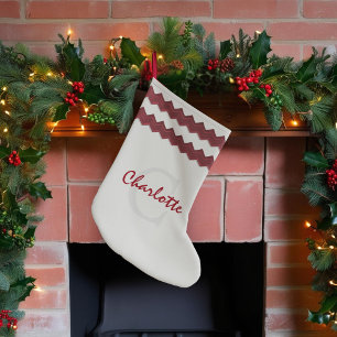 Winter White Name Monogram Christmas Stocking