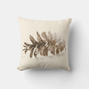 Winter White Pinecone Design Throw Pillow