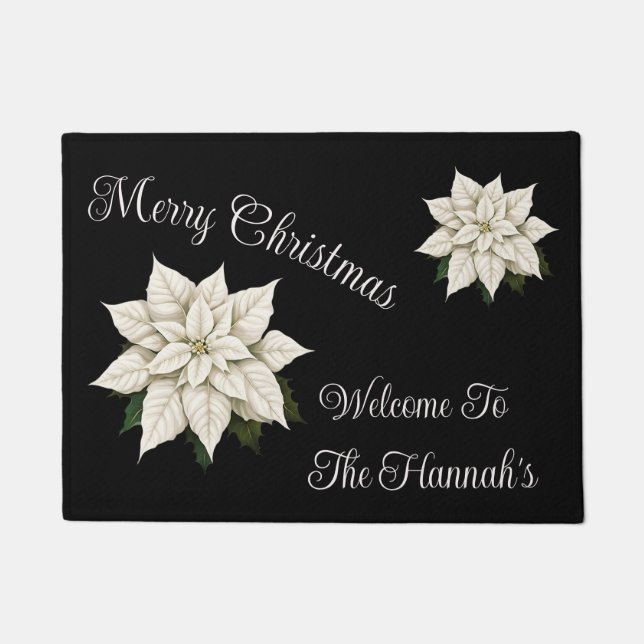 Winter White Poinsettia Doormat (Front)