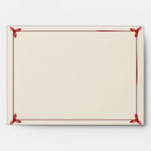 Winter White Red Mistletoe Wedding Envelope