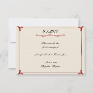 Winter White Red Mistletoe Wedding Save the Date