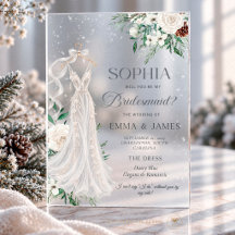 Winter White Rose Bridesmaid Proposal Snowy 