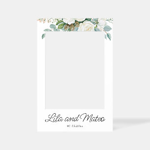 Winter white roses wedding design selfie frame