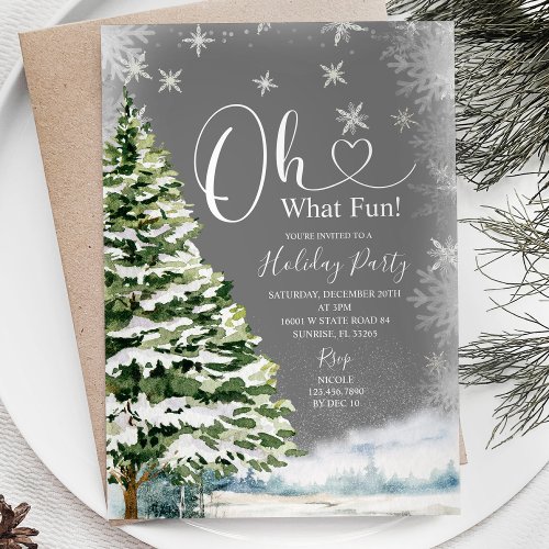Winter White Snowflakes Oh What Fun Holiday Party Invitation