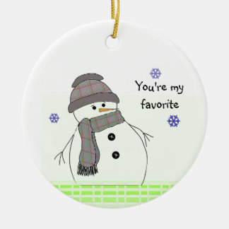 Winter White Snowman Ceramic Ornament