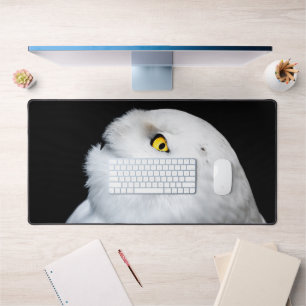 Winter White Snowy Owl Desk Mat