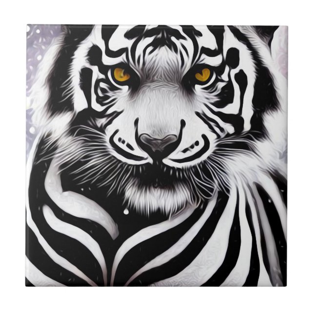 Winter White Tiger Ceramic Tile (Front)