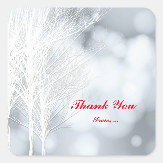 Winter White Trees Holiday Party Stickers (Front)